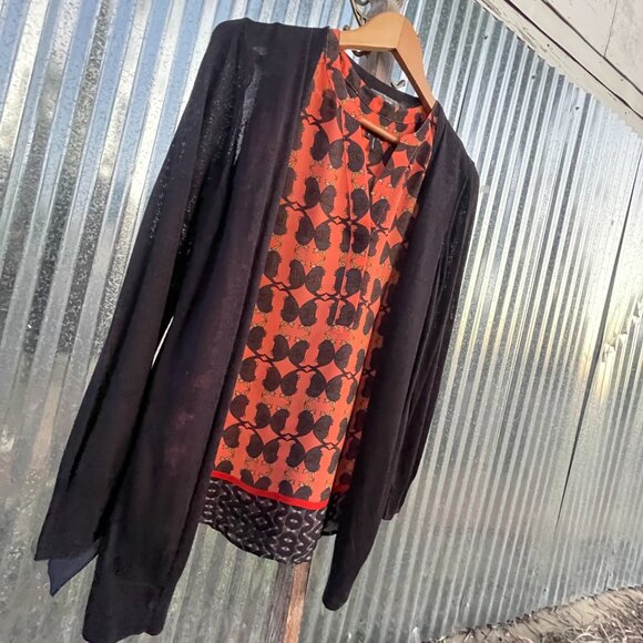 Women's Size Small NIC+ZOE Lightweight Black Flowy Cardigan with Sheer Back - Picture 11 of 16